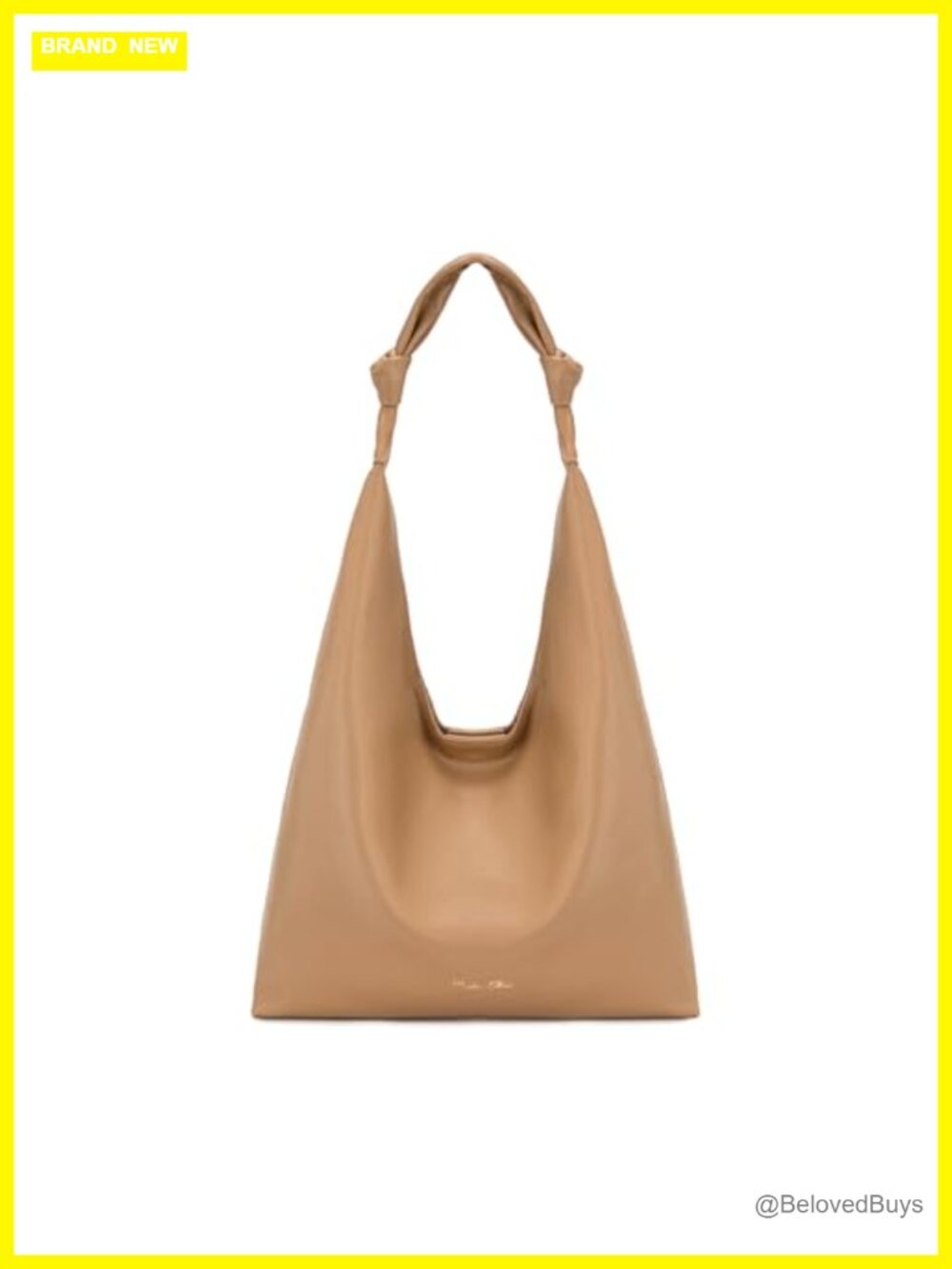 Soft Vegan Leather Hobo Shoulder Bag Double-Knot Slouchy Handbag